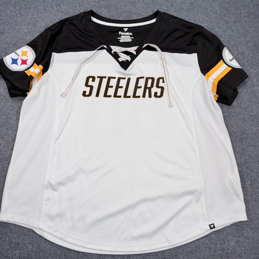 Fanatics Pittsburgh Steelers TJ Watt 90 Lace Up Jersey Shirt Womens 2XL White